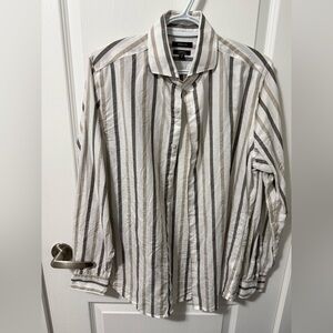 RW&CO. Beige and Gray Striped Casual Shirt